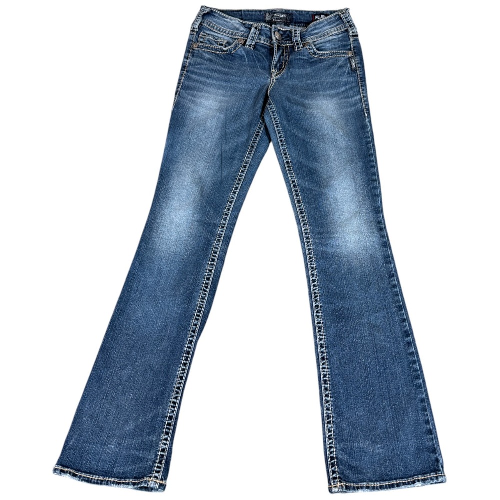 Silver Co. Suki Bootcut Jean Womens 26x31 (28x30) Blue Slim Western Thick Stitch